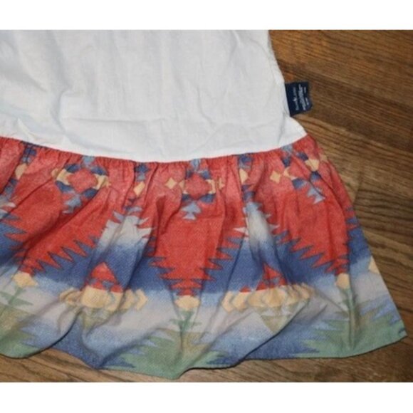 Vtg Ralph Lauren Rio Grande Bedskirt Dust Ruffle Multicolor Southwestern Cotton - Picture 4 of 11